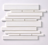 Bianco Dolomite Random Strip Mosaic HONED HTC 1 piece